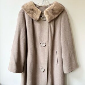1960s vintage rare women’s wool and mink fur collar coat Union made